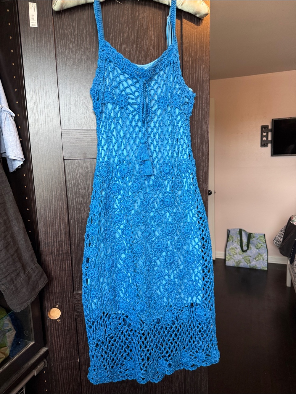 J. Crew Electric Blue Crochet Midi Dress